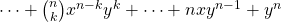 \cdots + \binom{n}{k} x^{n-k} y^k + \cdots + nxy^{n-1} + y^n