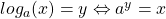 log_a (x) = y \Leftrightarrow a^y = x