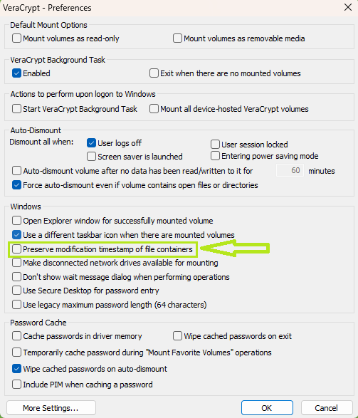 Uncheck "Preserve modification timestamp of file containers"