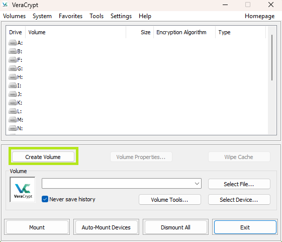 VeraCrypt Main Page